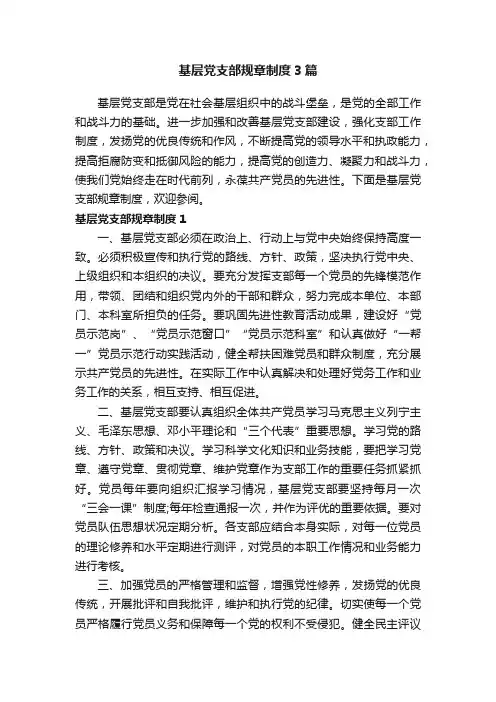 基层党支部规章制度3篇