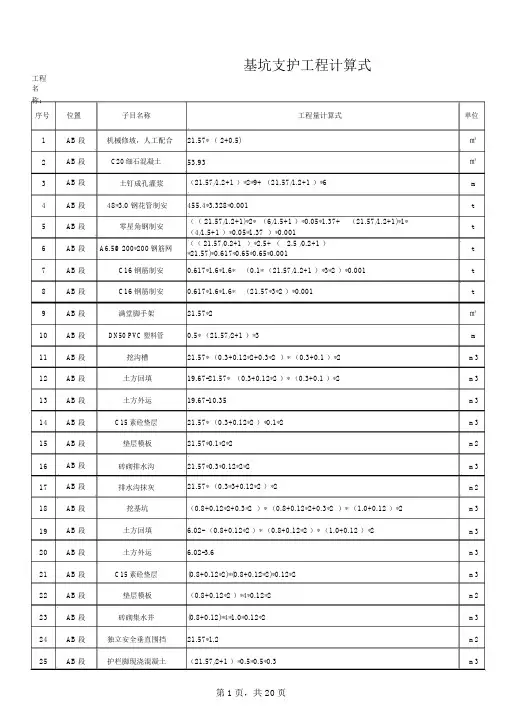基坑支护工程量