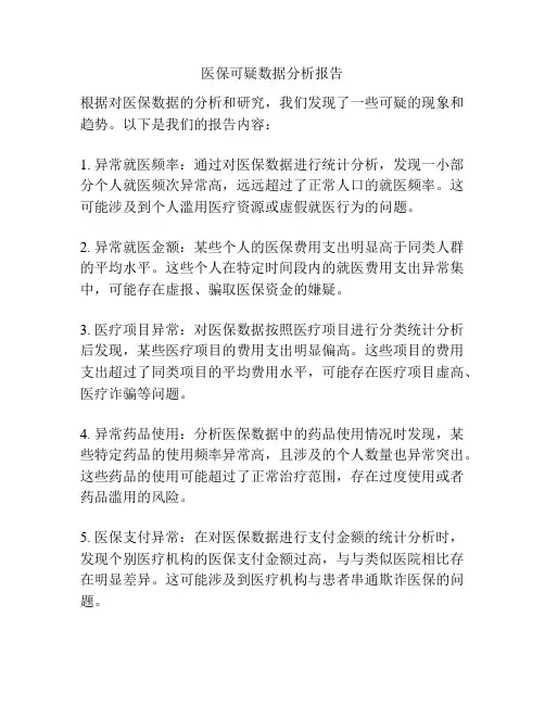 医保可疑数据分析报告