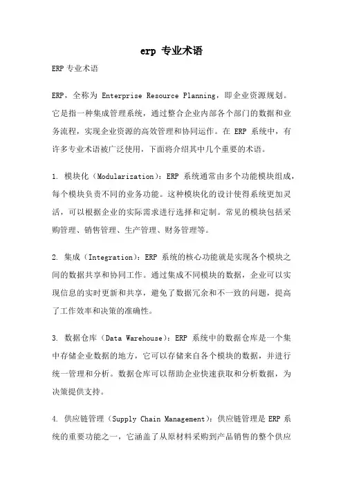 erp 专业术语