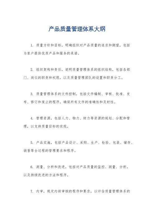产品质量管理体系大纲