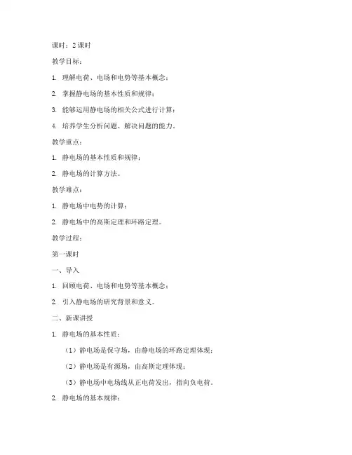 大学物理教案静电场