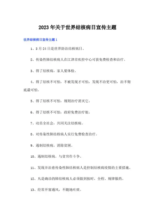 2023年关于世界结核病日宣传主题