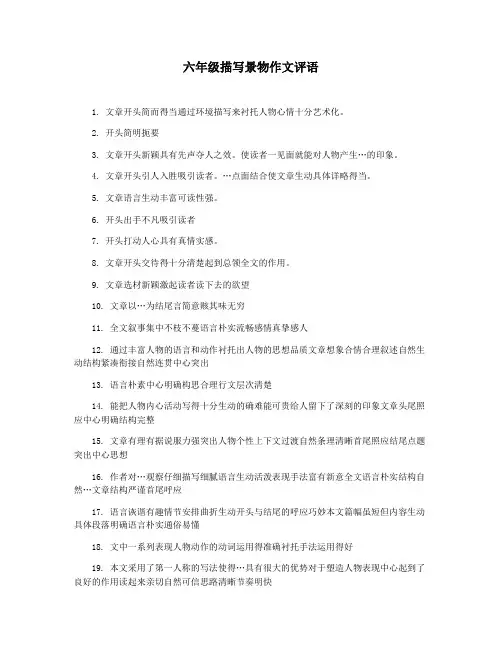 六年级描写景物作文评语
