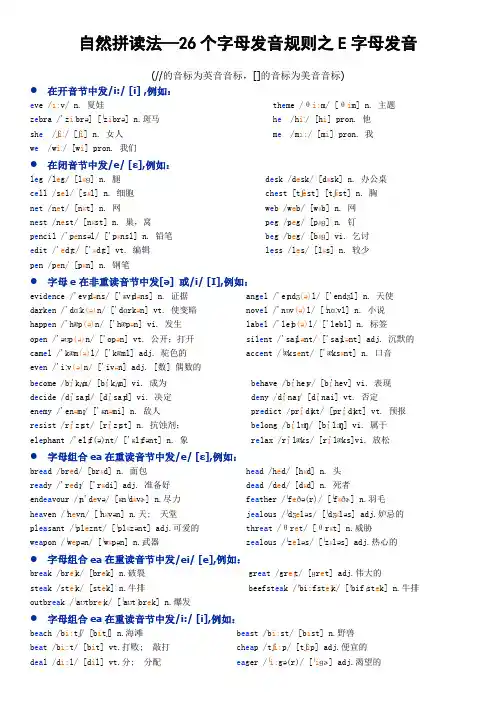 自然拼读法—26个字母发音规则之E字母发音