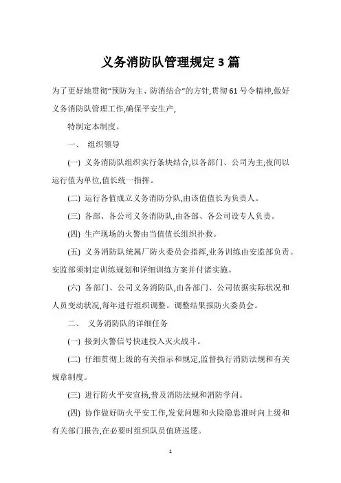 义务消防队管理规定3篇