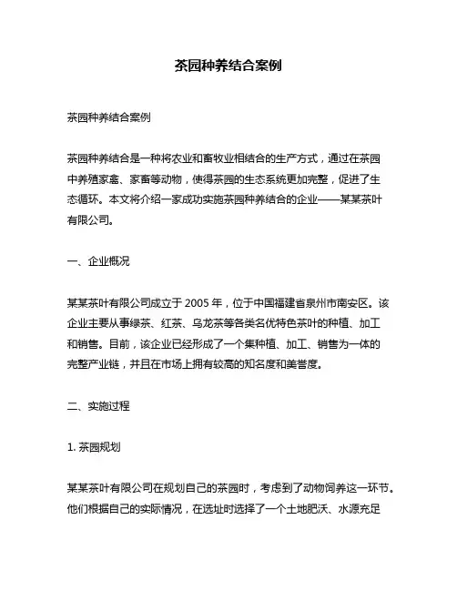 茶园种养结合案例