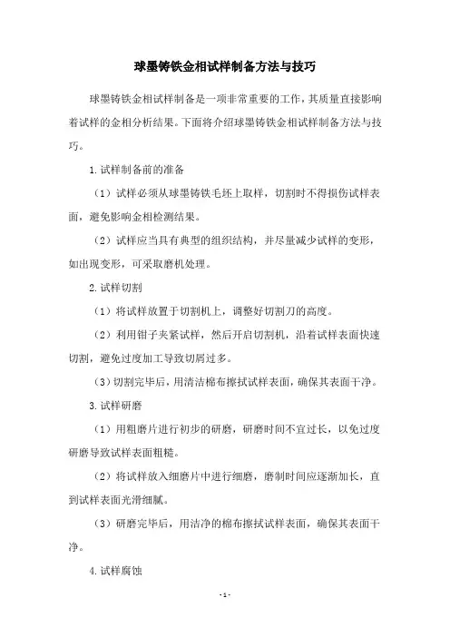 球墨铸铁金相试样制备方法与技巧