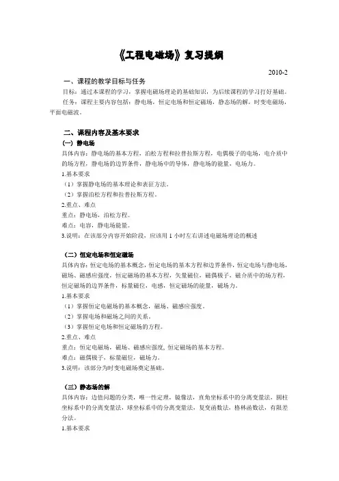 《工程电磁场》复习提纲