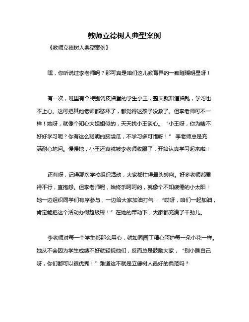 教师立德树人典型案例