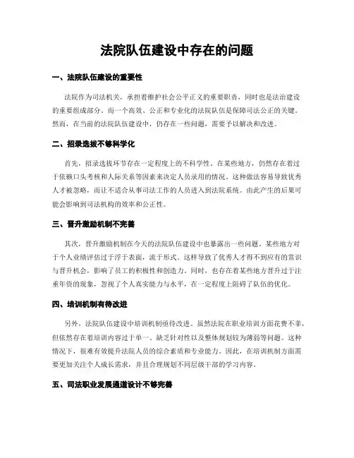法院队伍建设中存在的问题