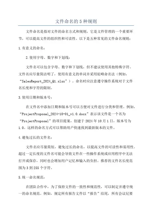 文件命名的5种规则