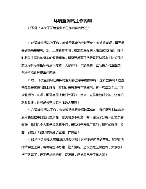 环境监测站工作内容