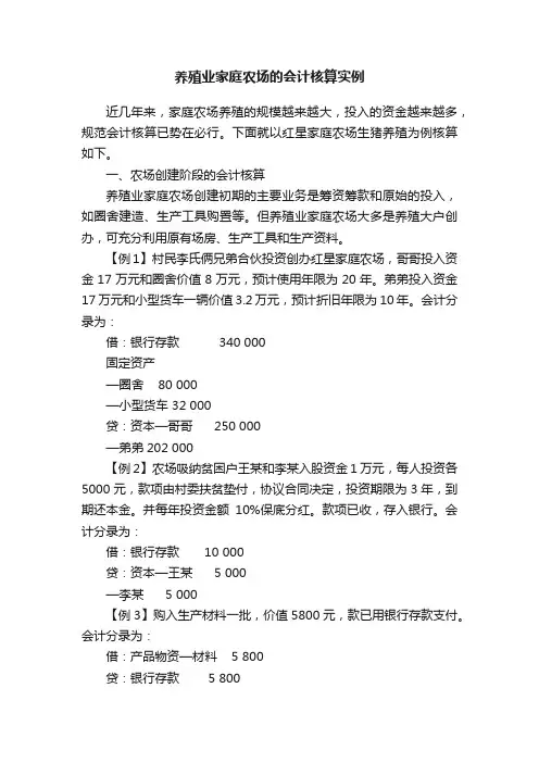 养殖业家庭农场的会计核算实例