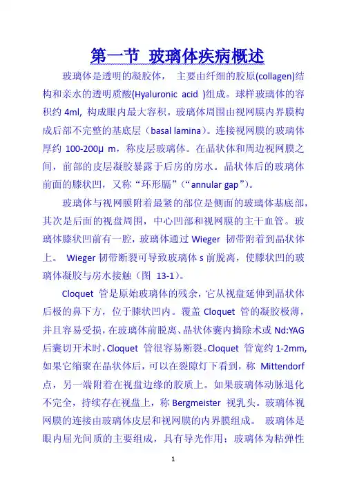 第一节 玻璃体疾病概述