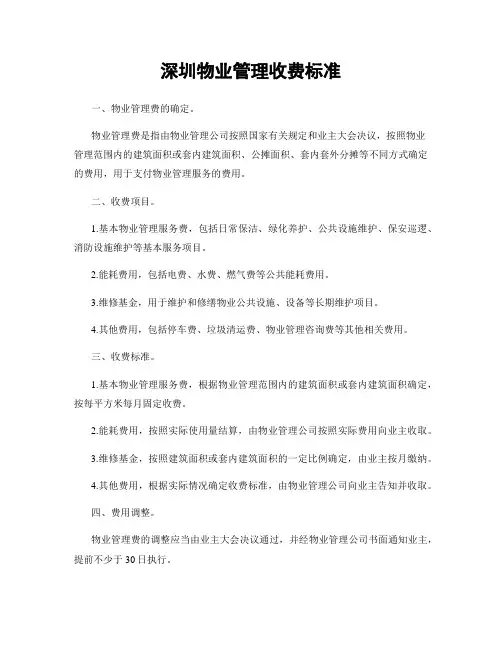 深圳物业管理收费标准