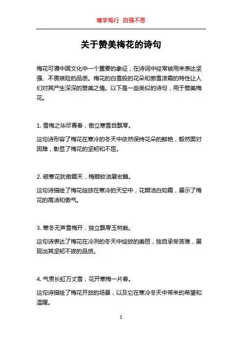 关于赞美梅花的诗句