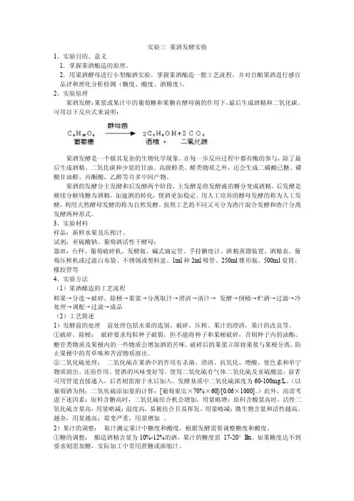 果酒发酵实验