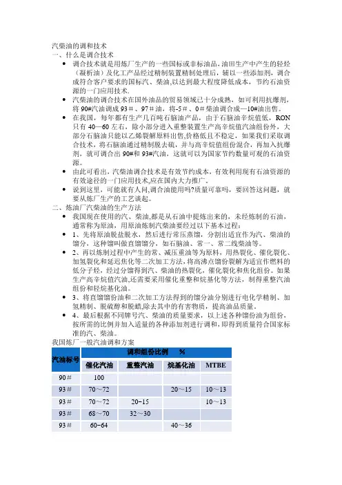 汽柴油的调和技术【范本模板】