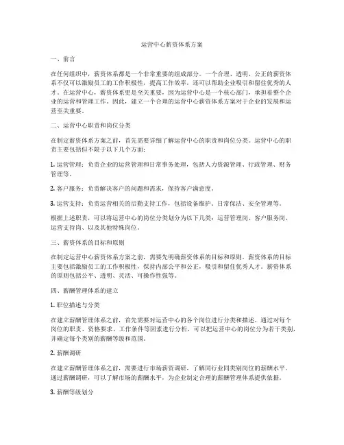 运营中心薪资体系方案