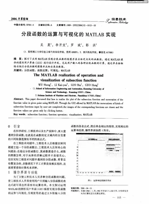 分段函数的运算与可视化的MATLAB实现