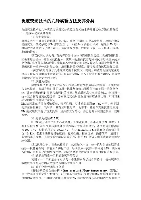 免疫荧光技术的几种实验方法及其分类