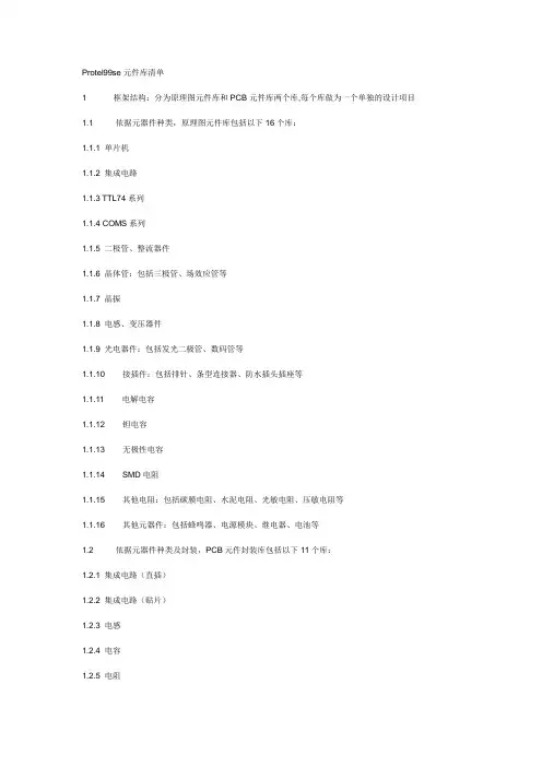 Protel99se元件库清单