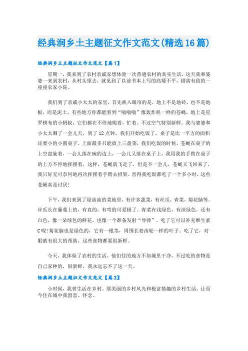 经典润乡土主题征文作文范文(精选16篇)