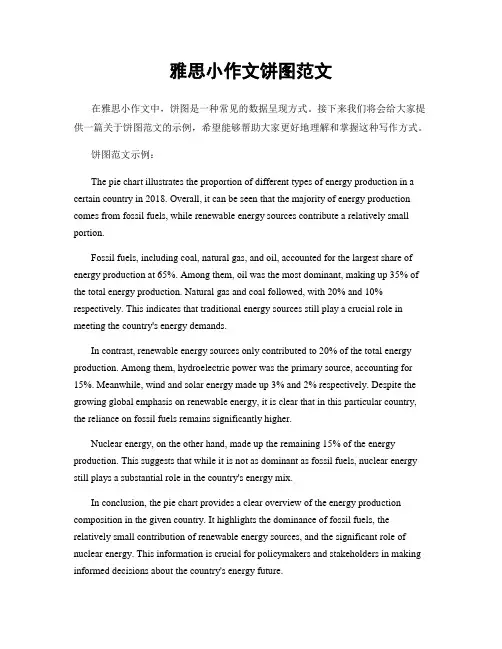 雅思小作文饼图范文
