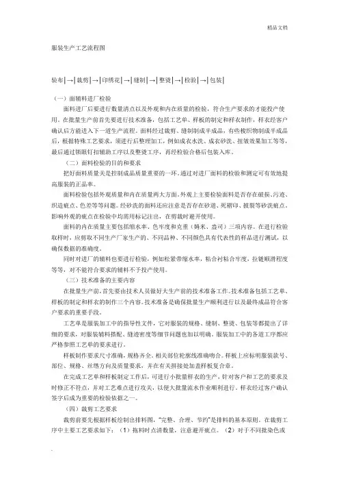 服装生产工艺流程图