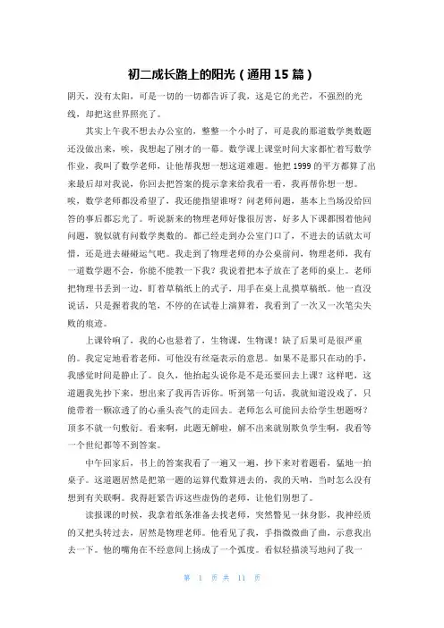 初二成长路上的阳光(通用15篇)