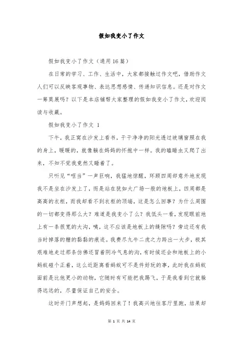 假如我变小了作文