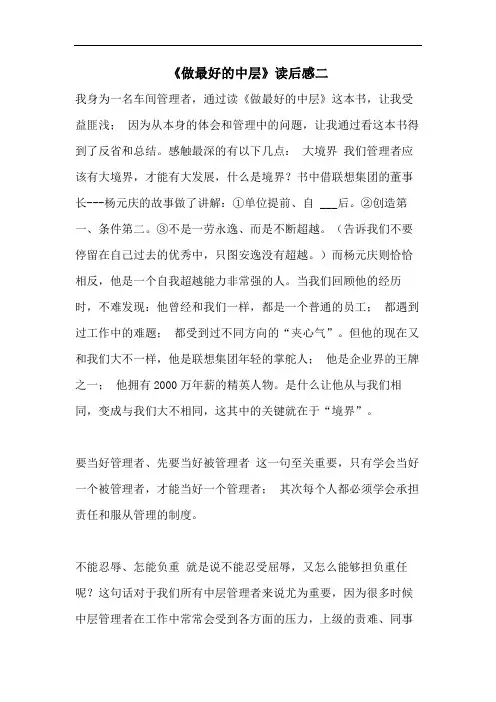 《做最好的中层》读后感二