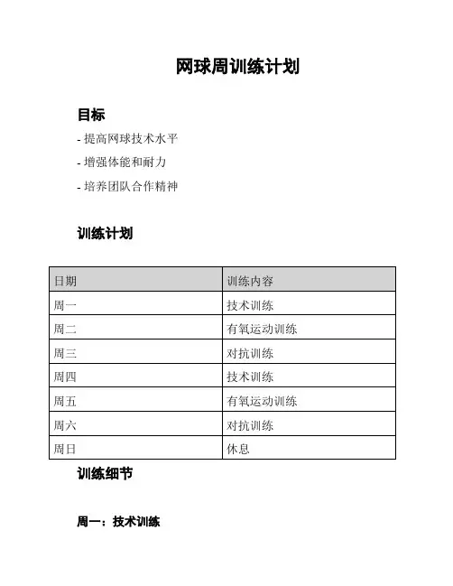 网球周训练计划