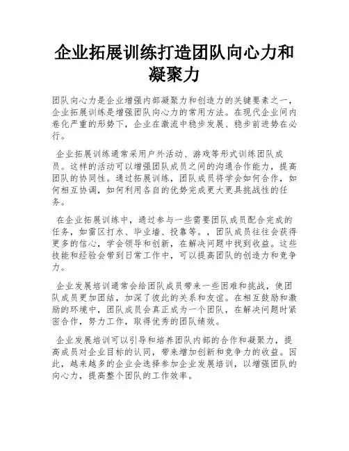 企业拓展训练打造团队向心力和凝聚力