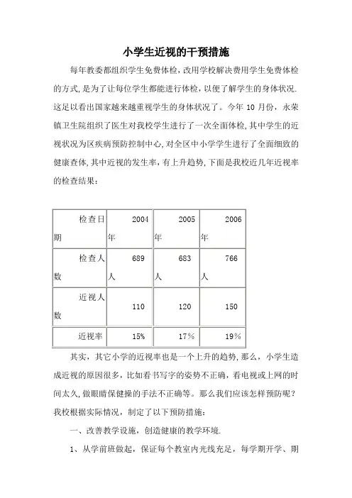 小学生近视的干预措施