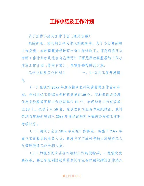 工作小结及工作计划