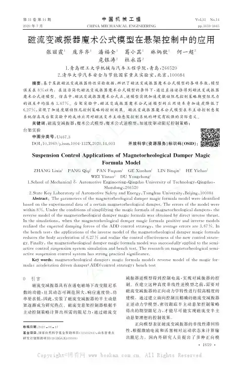 磁流变减振器魔术公式模型在悬架控制中的应用