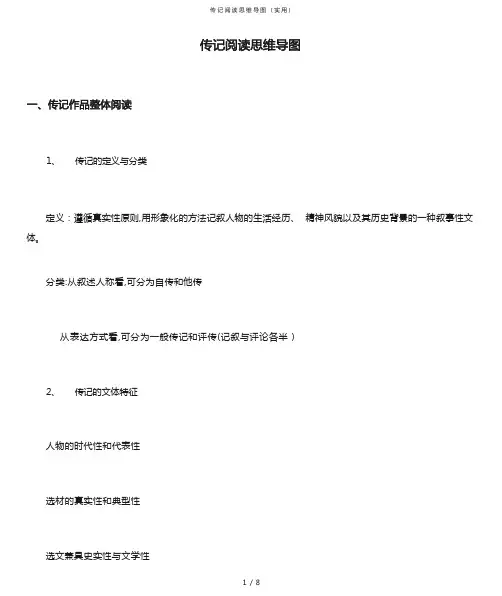 传记阅读思维导图(实用)
