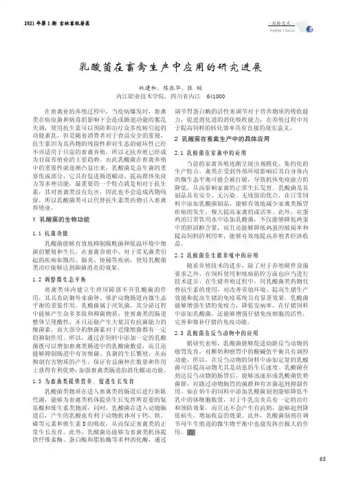 乳酸菌在畜禽生产中应用的研究进展