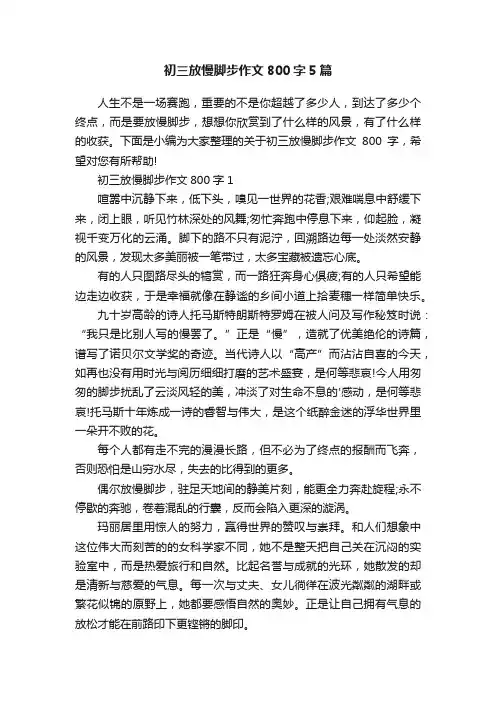 初三放慢脚步作文800字5篇