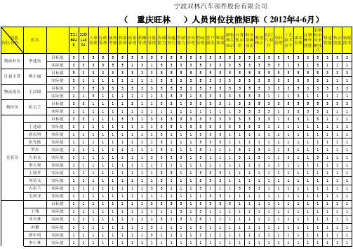 物流科岗位矩阵图