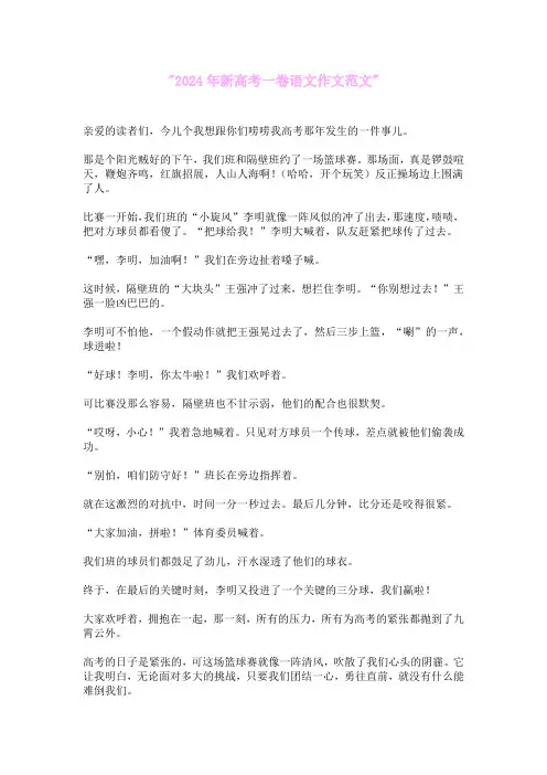 2024年新高考一卷语文作文范文