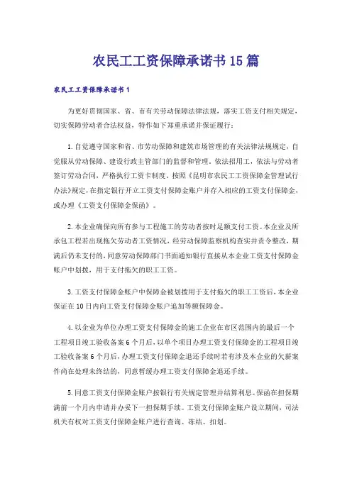 农民工工资保障承诺书15篇