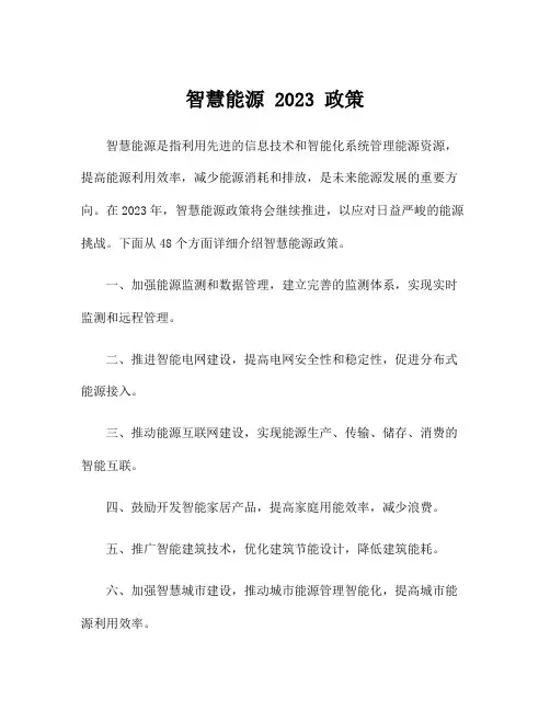 智慧能源 2023 政策
