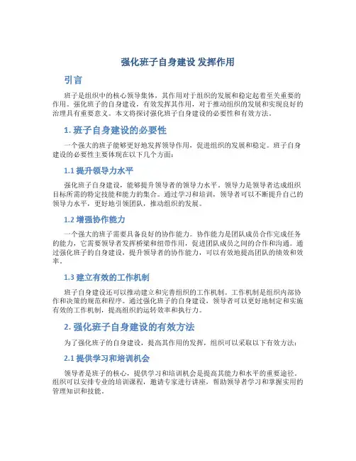 强化班子自身建设 发挥作用