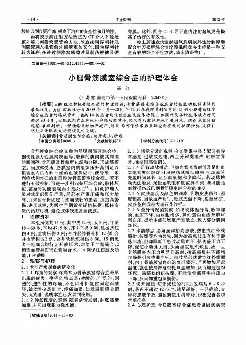 小腿骨筋膜室综合症的护理体会