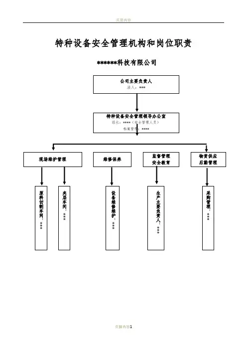 特种设备安全管理机构(架构及职责)
