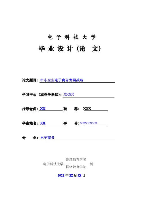 中小企业电子商务发展战略毕业论文