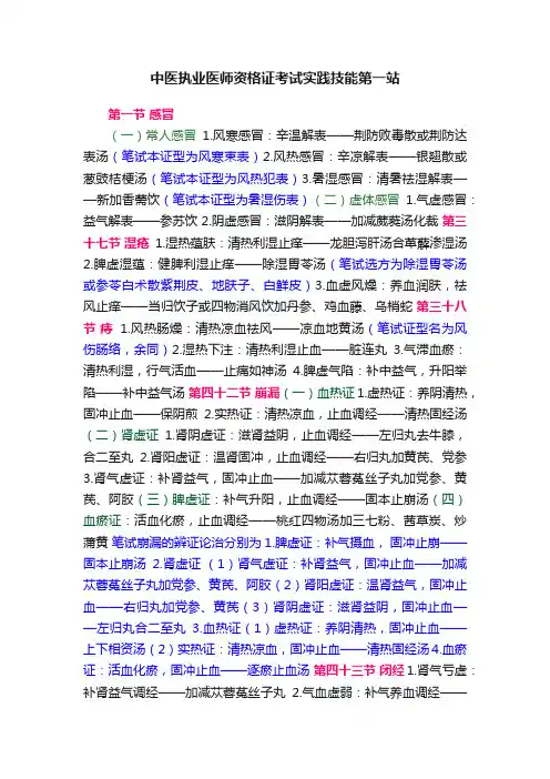 中医执业医师资格证考试实践技能第一站